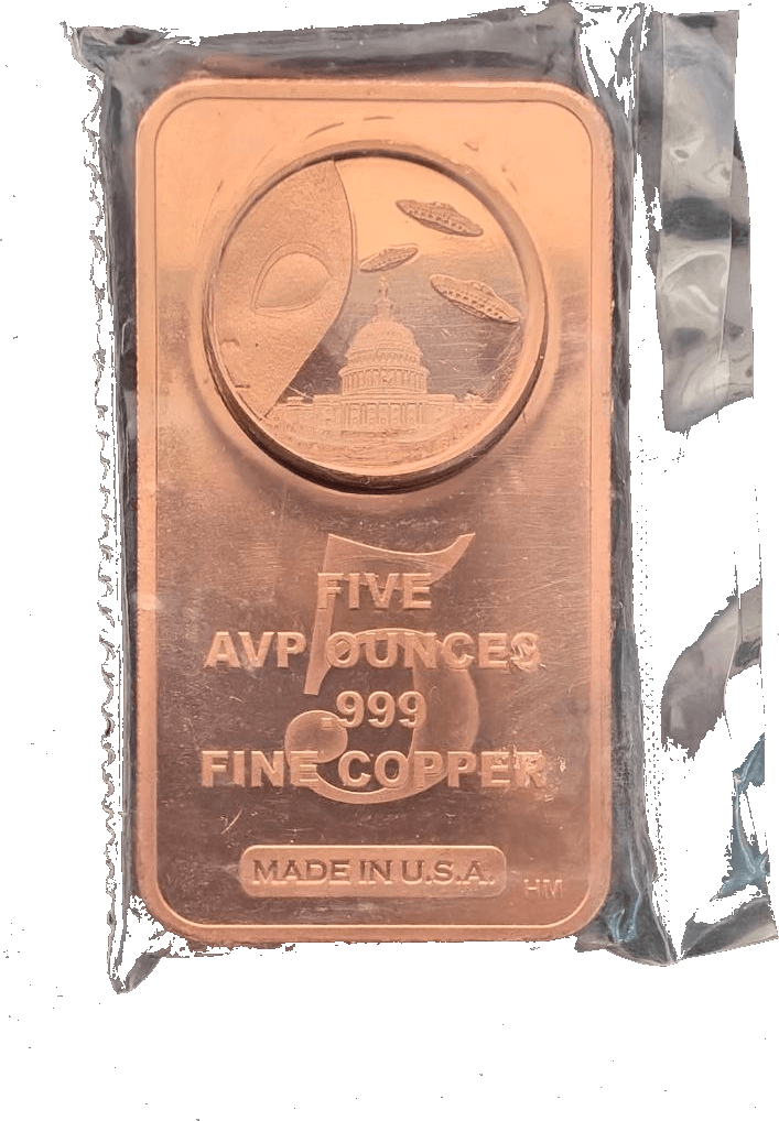Alien Abduction 5 AVDP oz .999 Fine Copper Bar β front