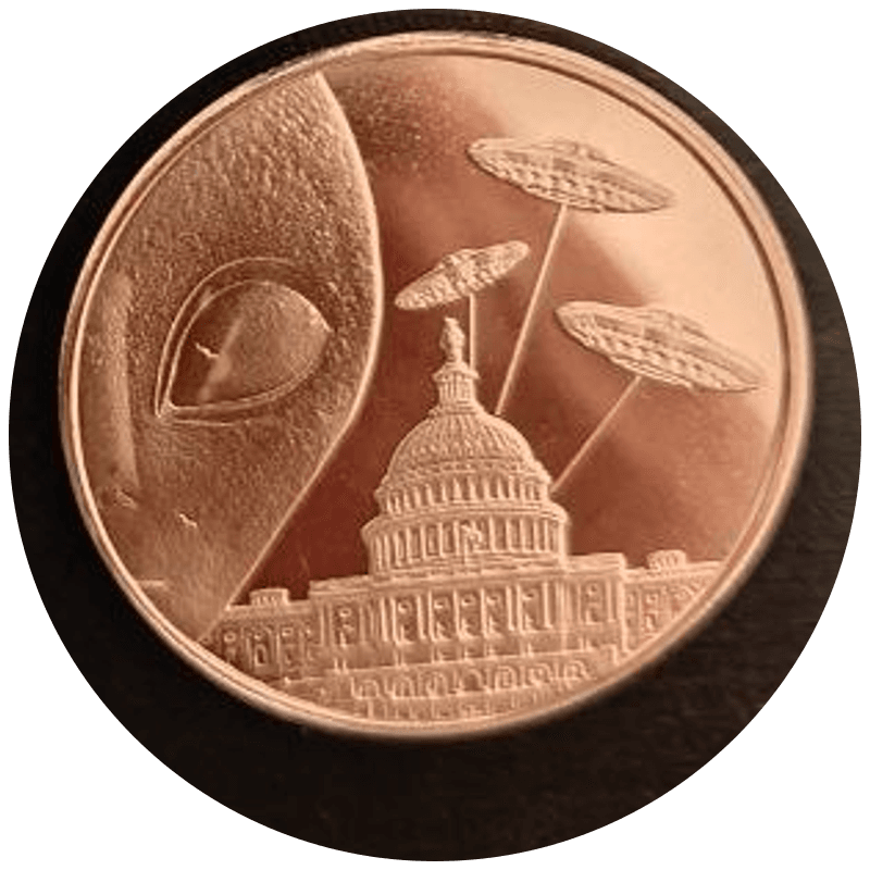 Area 51 1 AVDP oz Copper Round β UFOs Over the Capitol β front