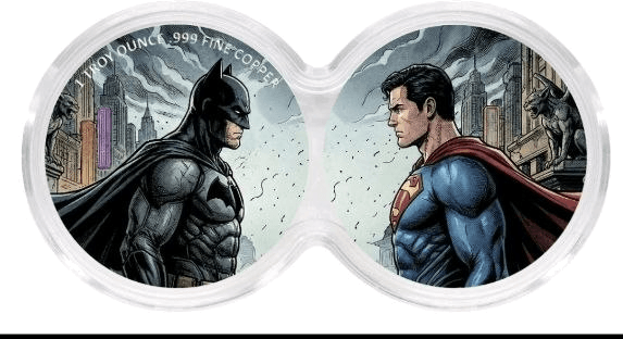 Batman & Superman 2 oz Colorized Copper Set β Infinity Capsule