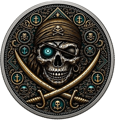 Caribbean Curse 1/10 oz .999 Silver Round β Pirate Skull Series