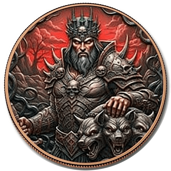 Cerberus 5 oz Colorized Copper Round β Liberia 2026 β front