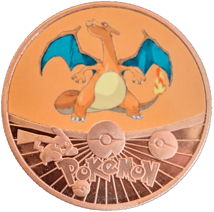 Charizard 1 oz Colorized .999 Copper Round β front