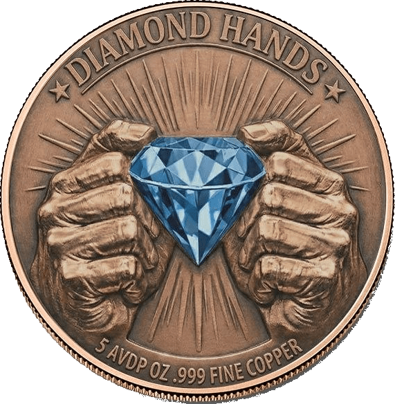 Diamond Hands 5 oz Antiqued Copper Round β front