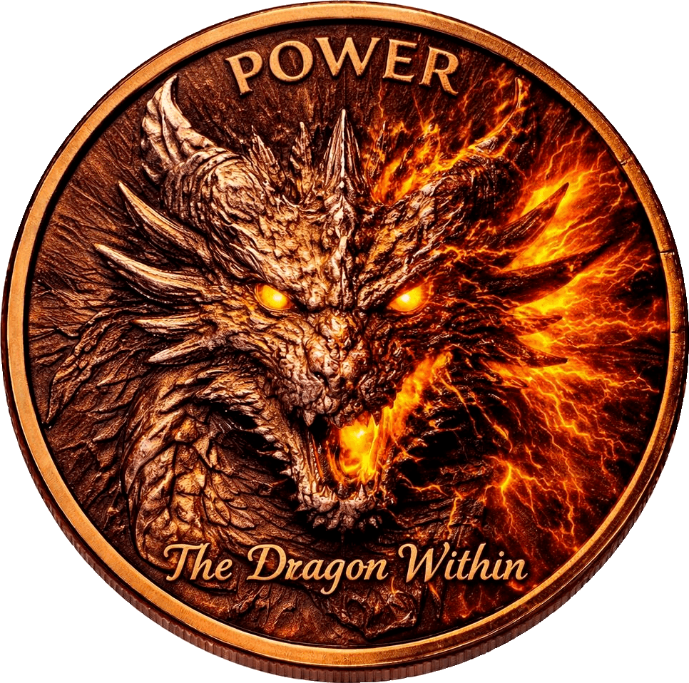 Dragon Virtues "Power" 1 AVDP oz Copper Round β front