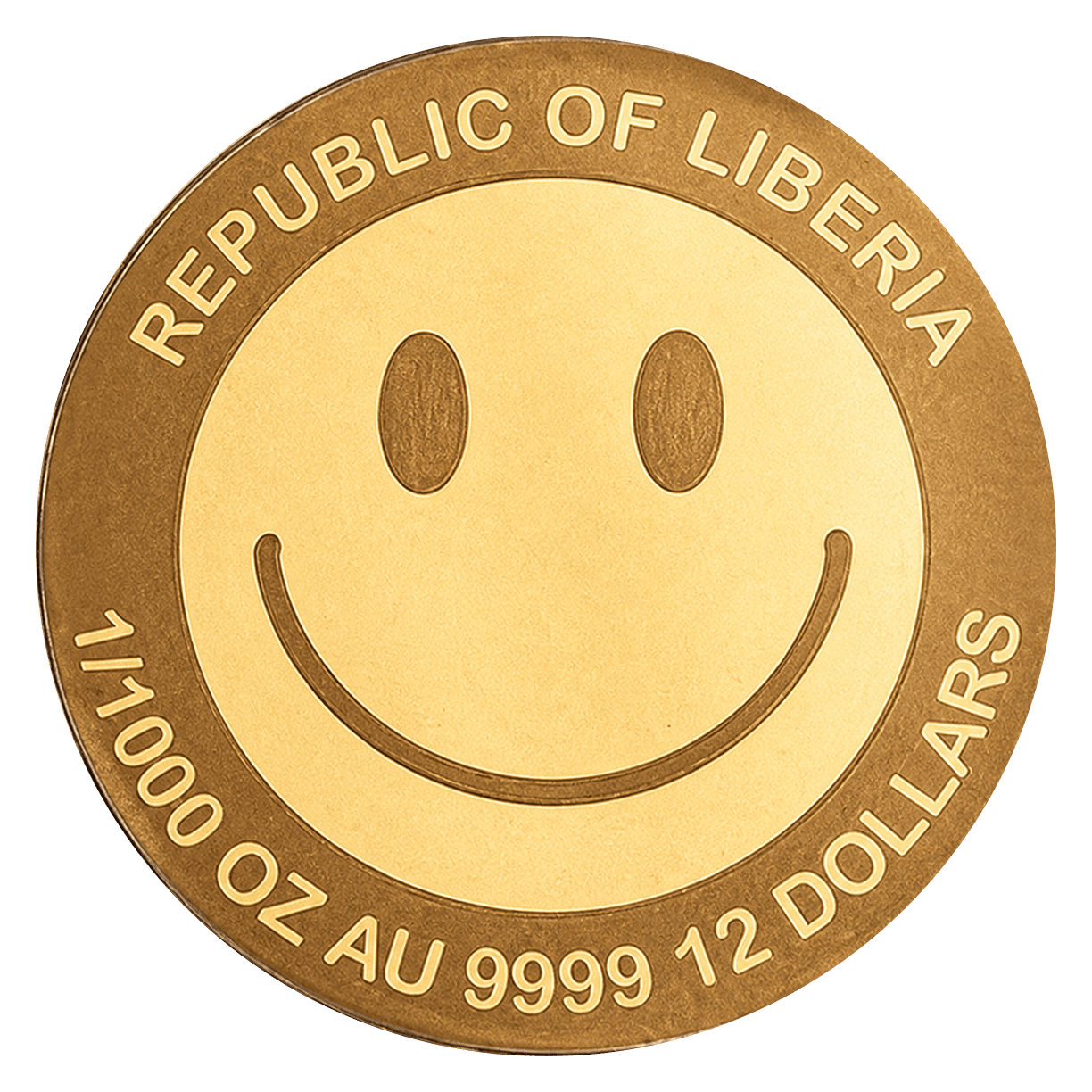 2026 Liberia 1/1000 oz Gold Smiley Round β front