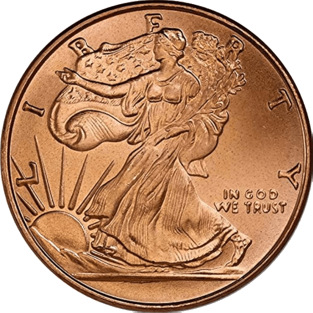 Walking Liberty 1 oz Copper Round β front