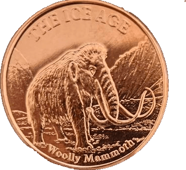 Woolly Mammoth 1 AVDP oz Copper Round β The Ice Age β front