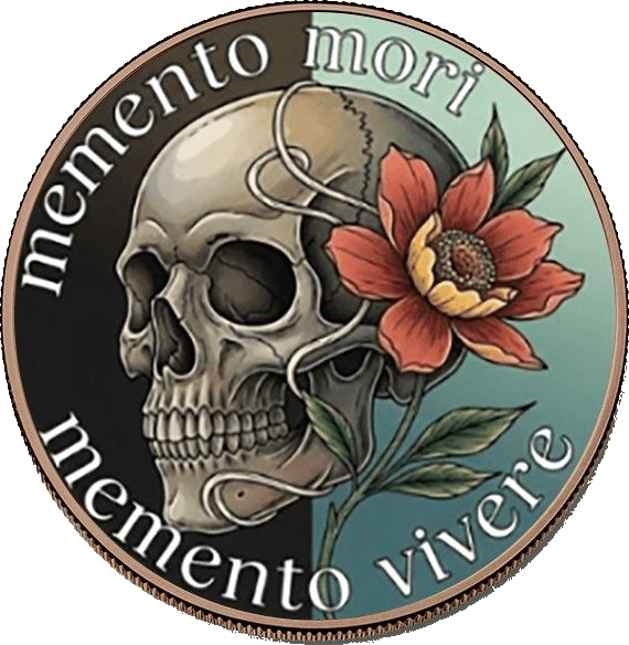 Memento Mori, Memento Vivere 5 oz Colorized Copper Round β front