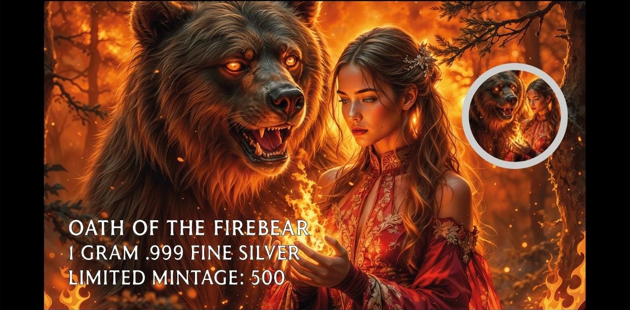 Oath of the Firebear 1g .999 Silver β HayleyBug Mint β front