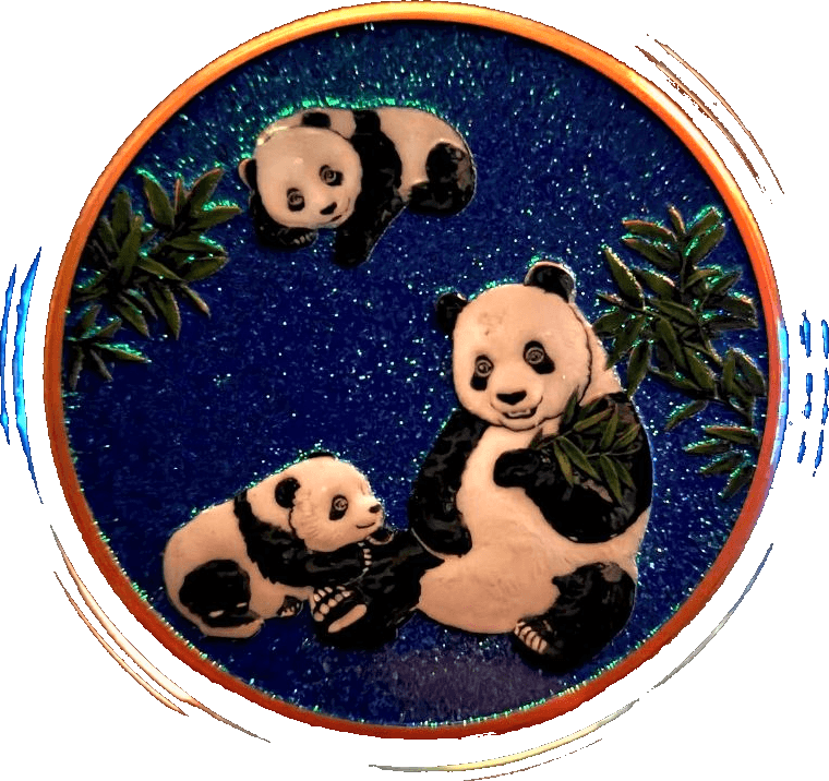 Panda Family 5 oz Colorized .999 Copper Round β front