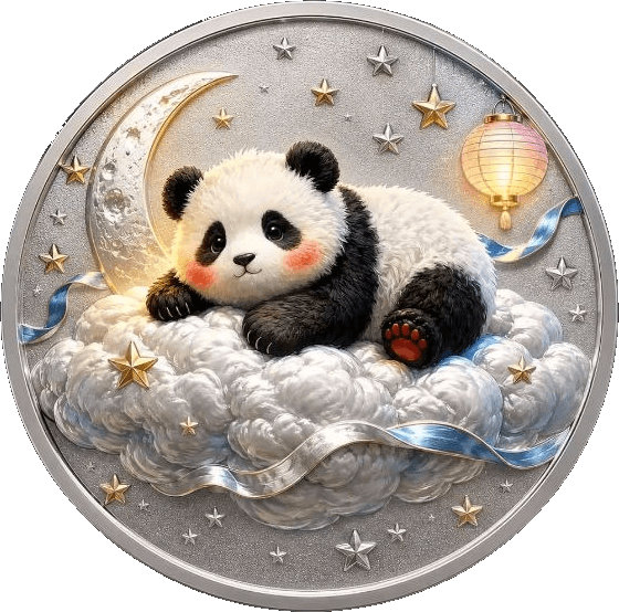 Panda & Moon 1 oz Colorized Copper Round β front