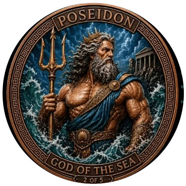 Poseidon, God of the Sea 5 oz Colorized Round β Release 2 of 6 β front