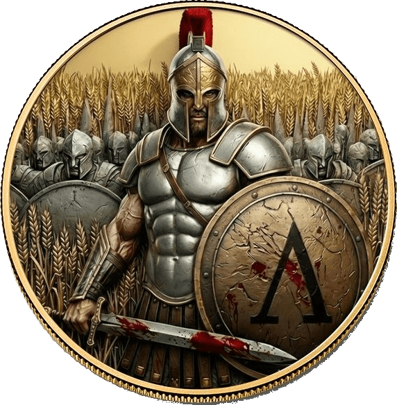 Historic Warriors: Spartan Army 5 oz Gold-Gilded Copper Round β front