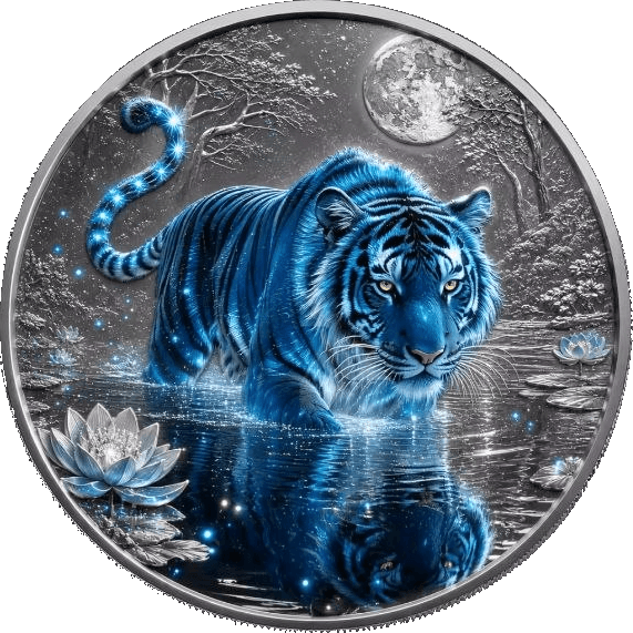 Moonlit Tiger 1 oz Colorized Copper Round β front