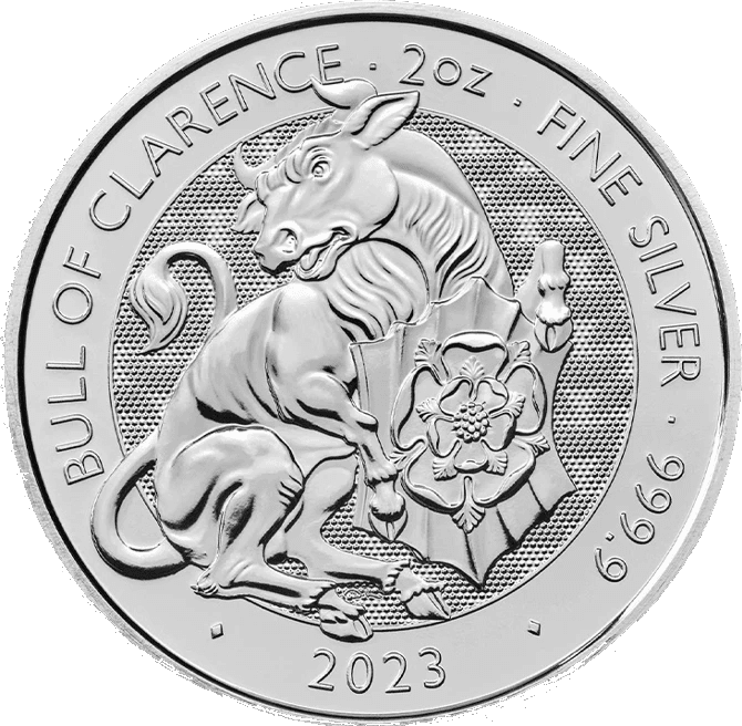 2023 Tudor Beasts: Bull of Clarence β 2 oz .9999 Silver β front