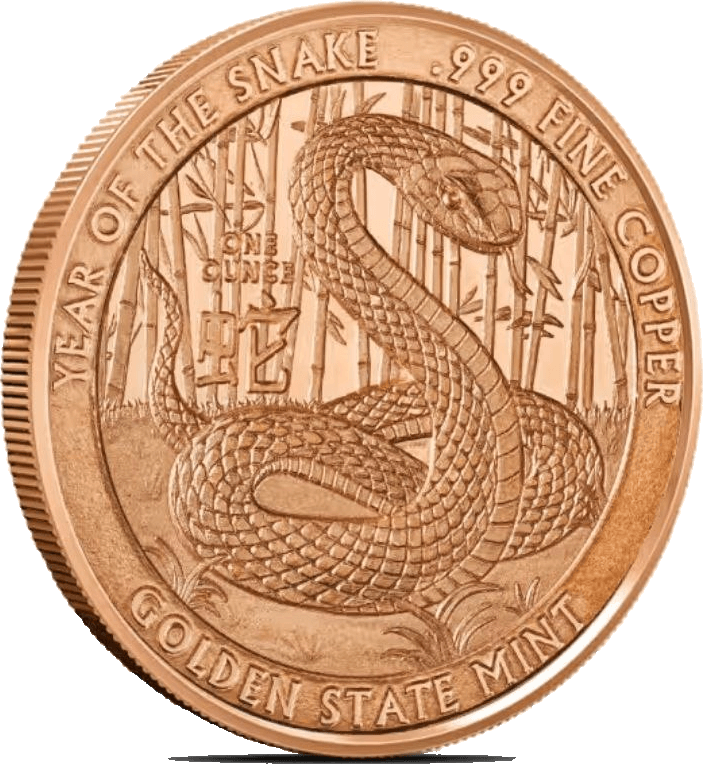 Year of the Snake 5 oz Copper Round β front