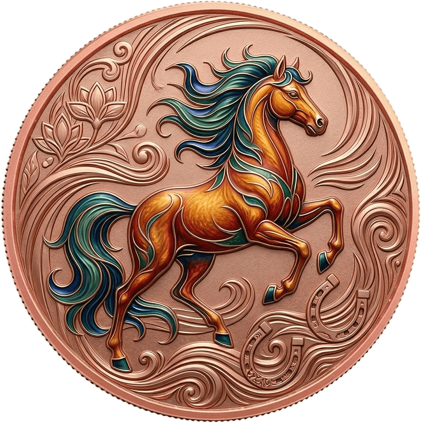 Year of the Horse 1 AVDP oz Copper Round β Colorized β front