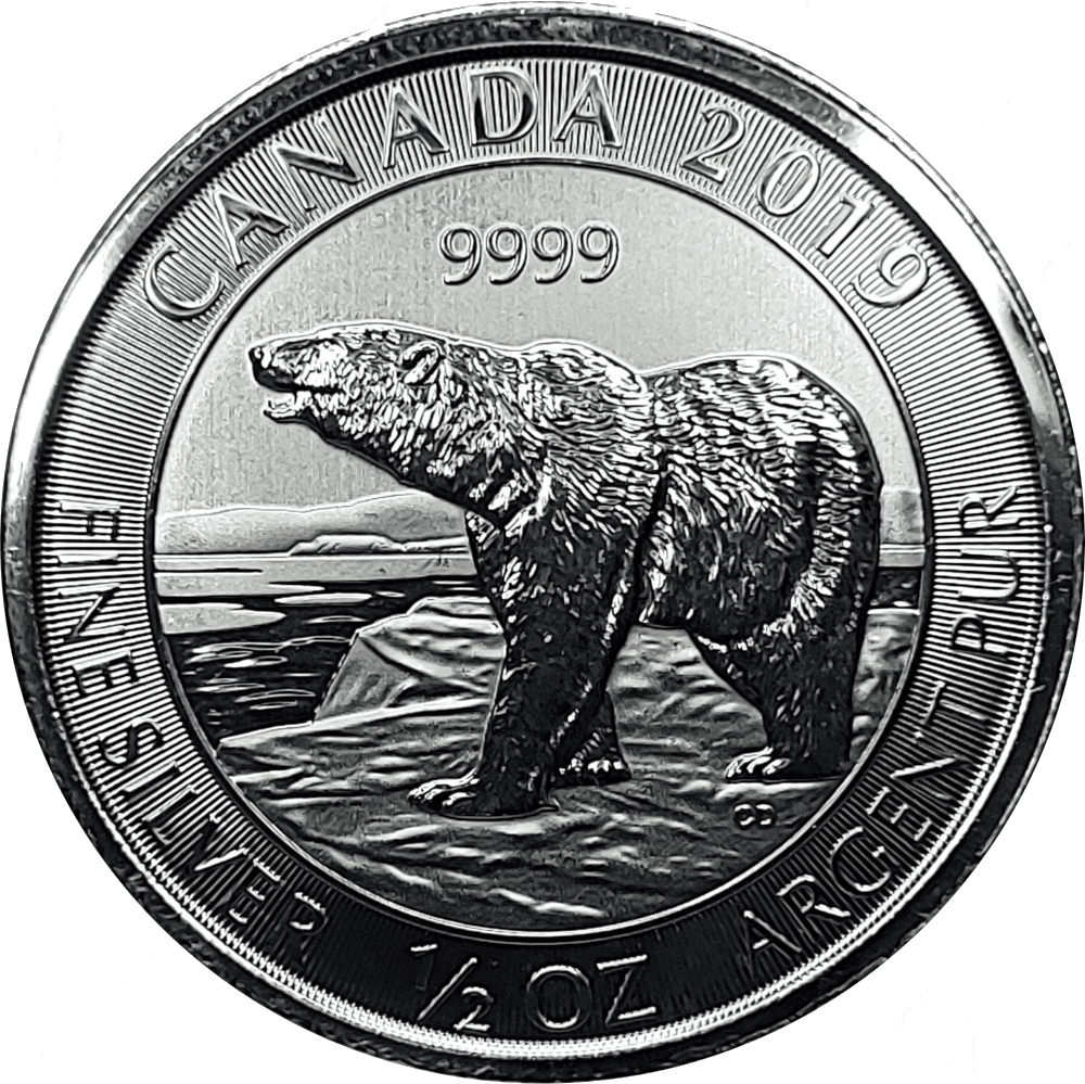 2019 Canada Polar Bear 1/2 oz .9999 Fine Silver $2 β front
